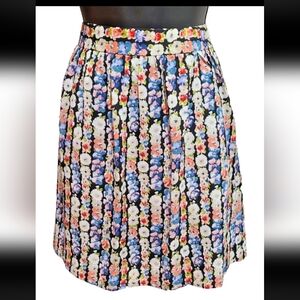 J Crew Mercantile Skirt Women Black Pleated Ditsy Floral Fairy Academia Y2K Sz 4